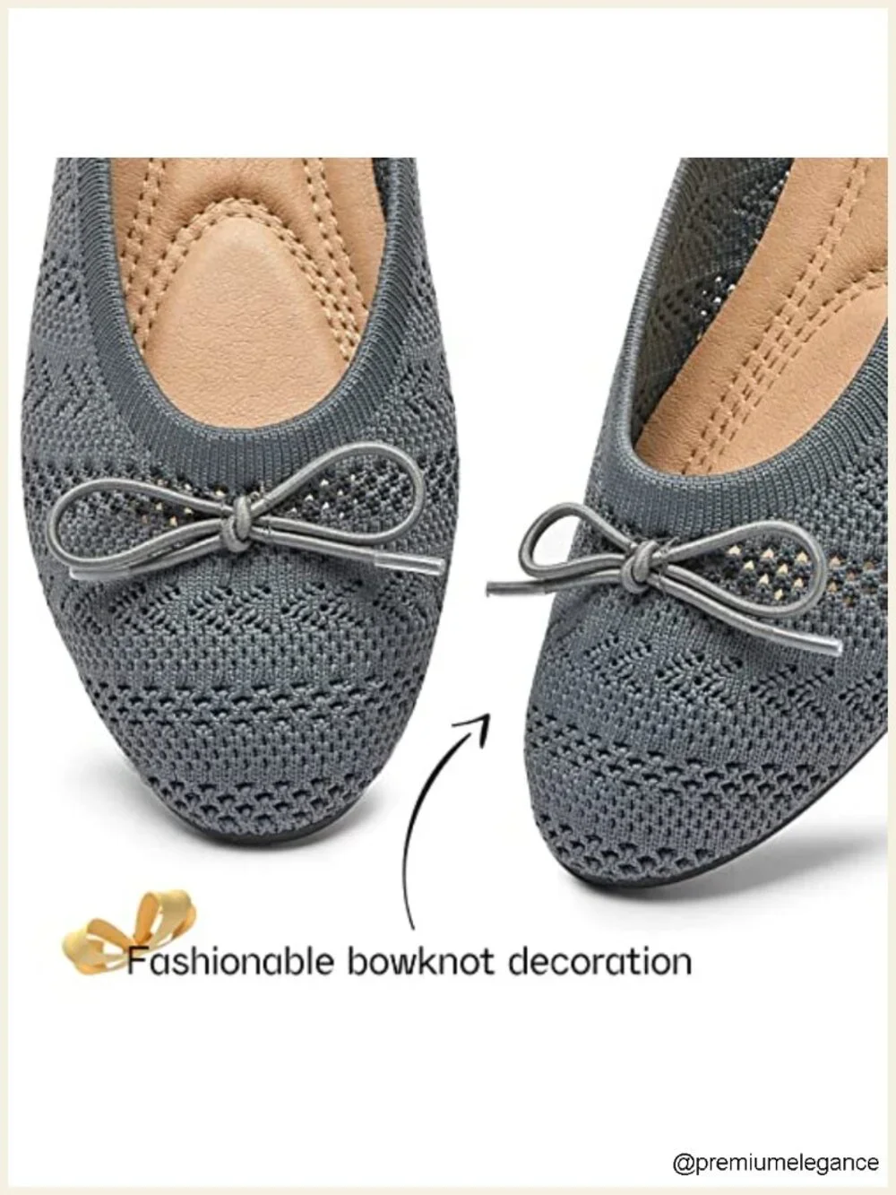 Crochet Lace Ballet Flats with Memory Foam Insole - Breathable & Lightweight